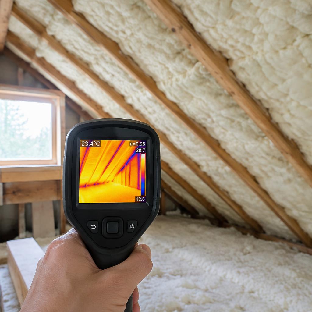 Thermal camera scanning an insulated attic